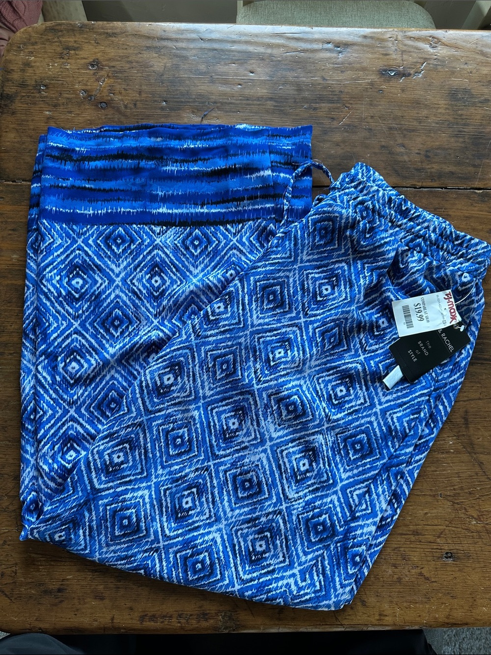 Zac & Rachel Blue and Ivory Patterned Palazzo Pants
